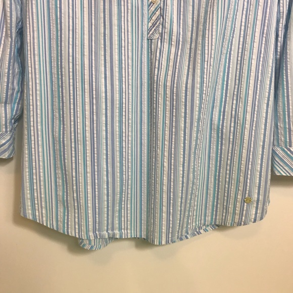 Southern Tide Marina Stripe Seersuscker Button-Front Popover Tunic Blue White - Picture 8 of 13